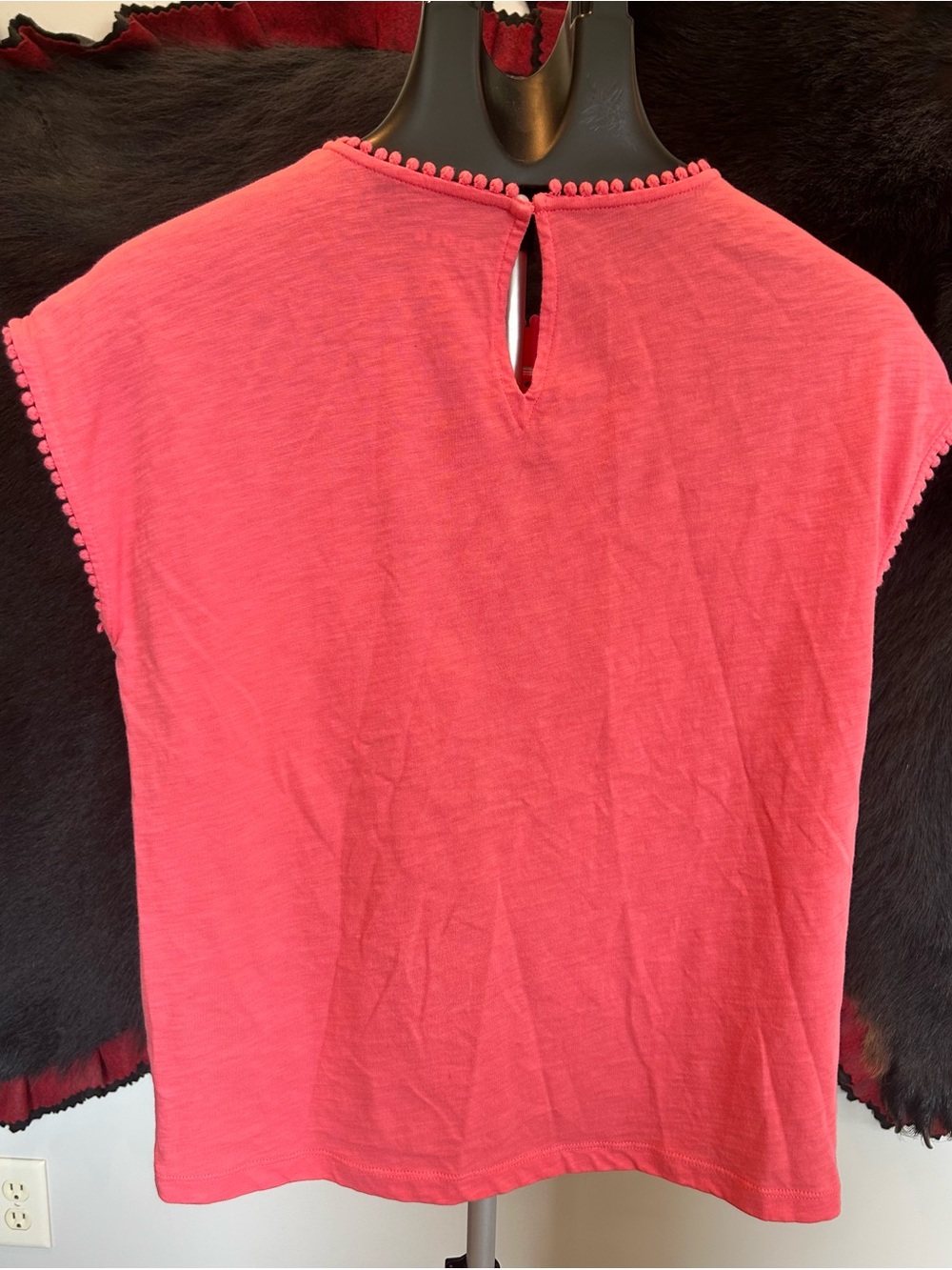 Boden Anya Broderie Azalea Pink Women's Broderie T-Shirt Sz 4 - Picture 3 of 7